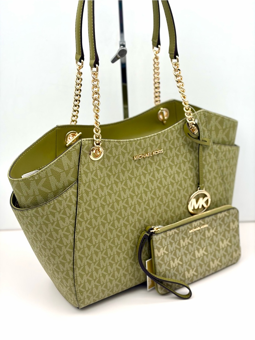 Michael Kors Olive Signature Tote with Wristlet